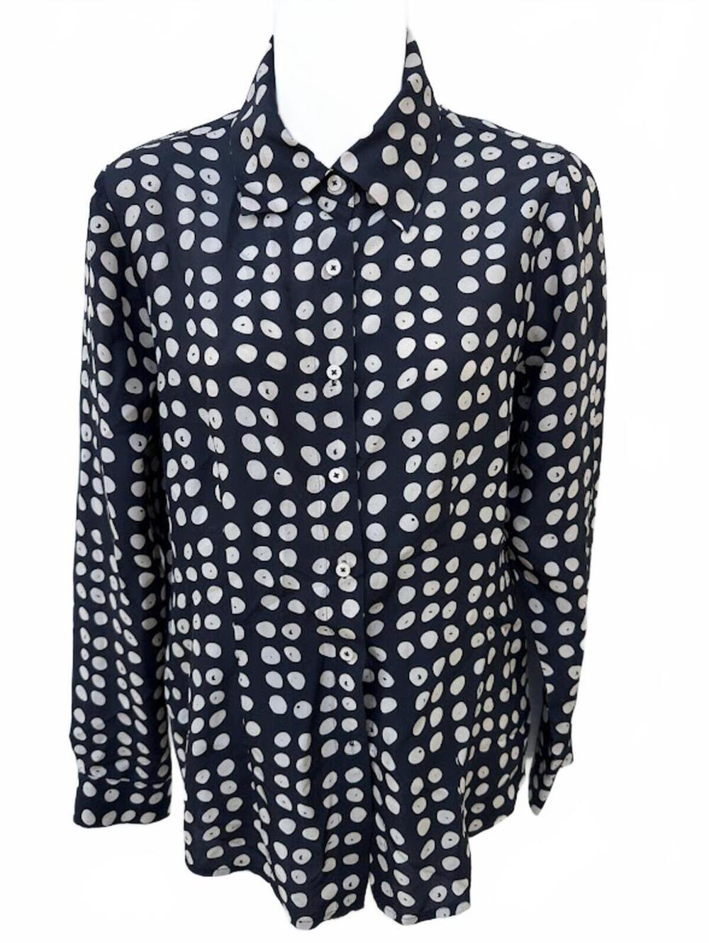 CAbi Silk Polka Dot Button Blouse Small